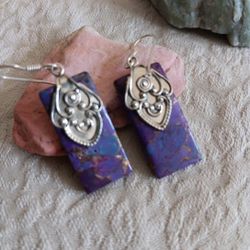 Purple Copper Earrings 925 Silver