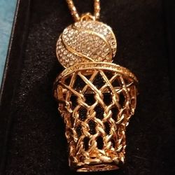 B-Ball & Hoop Pendant BLING CHARM