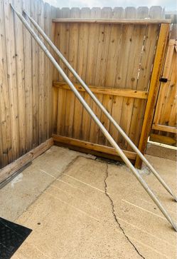 2 Galvanized Steel Fence Top Rails/ Metal Poles (Approx. 10-12ft)