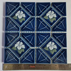 Vintage Hibiscus & Diamond Deco Tile ( 6" x 6") 2 sheets 