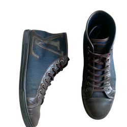 LOUIS VUITTON Brown/Blue  Canvas&Leather High Top Sneakers size 9.5 us 