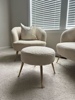 Beige/Cream Wool Ottoman Stool Brand New