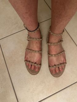 Nicole Miller Lucky Rockstud Studded Rubber Jelly Gladiator Sandals
