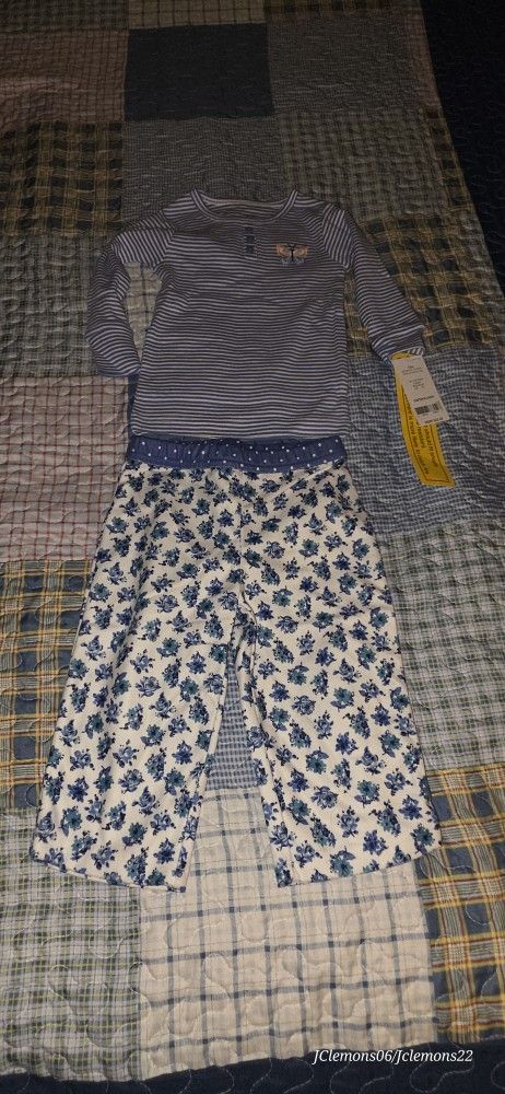NWT Carter’s Blue Stripe & Floral 2-Piece Set 18M