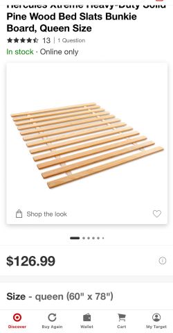 Pine Wood Bed Slats Bunkie Board, Queen Size