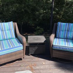 Patio Set: Full Swivel Rocking Chairs with Loungers