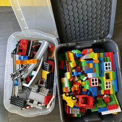 Huge Lot Of Lego Duplos Trains Bridge and More