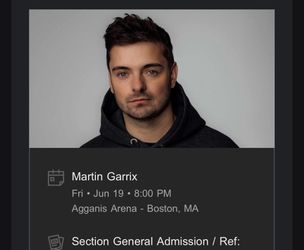 1 Martín Garrix Ticket Boston GA Floor 1