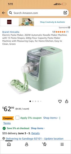 Electric Pasta Maker, 260W Automatic Noodle Maker Machine with 13 Pasta Shapes, 600g Flour Capacity Pasta Maker Machine with Measuring Cups, for Home 