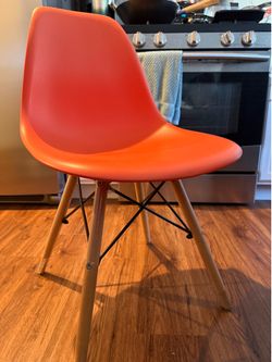Mid-Century Modern Style Orange Shell Accent Chair