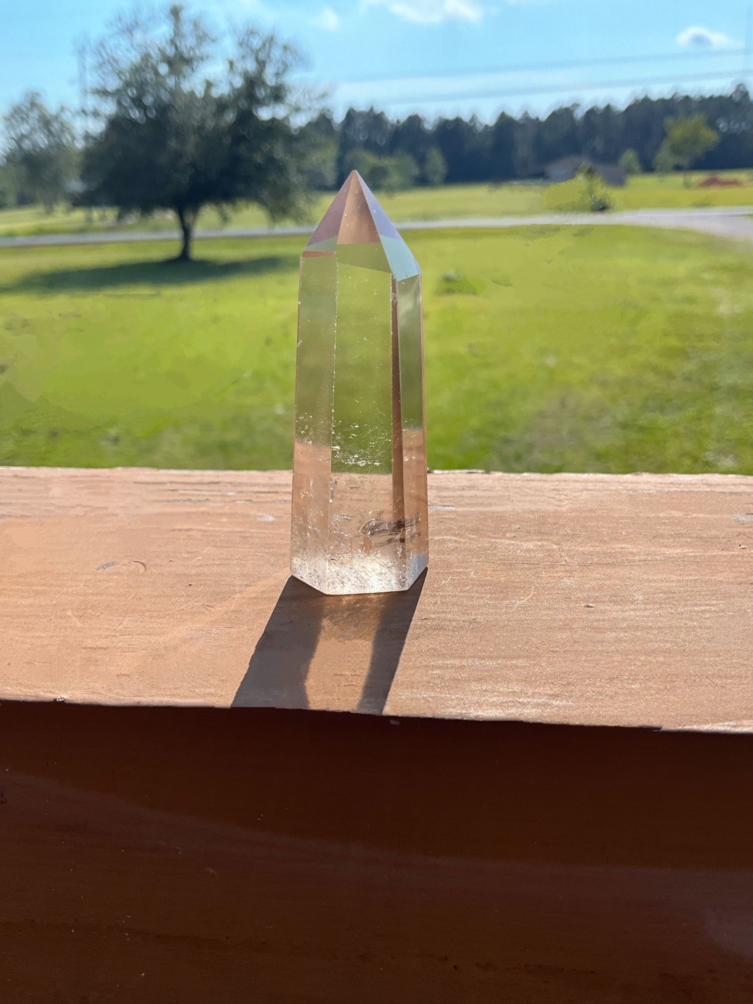 35G Natural clear quartz crystal energy column