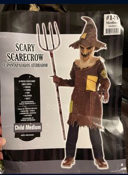 Scary Scarecrow Halloween Costume SIZE CHILD MEDIUM 8-10 PITCHFORK NOT INCLUDED 