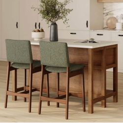 (4) Article Nosh Counter Stool - Walnut And Hemlock Green (Delivery Available!! )