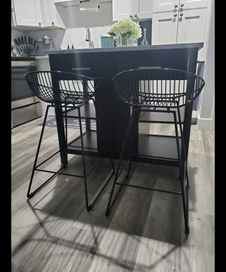 Black Bar Stools (Set Of 2)!!