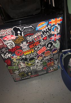 Cool mini fridge i put stickers on