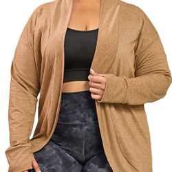 Plus Size Women Open Front Cardigan Fashion Casual Long Sleeve Wrap with Thumbholes Sweaters Size 2XL Only BRANDNEW