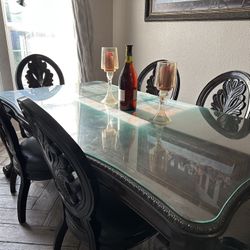 Dining Set Table with Chairs  with Glass Top 