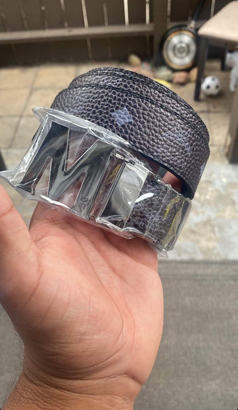 Black Mcm Silver Buckle