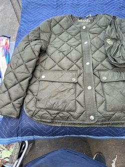 Michael Michael Kors Packable Down Quilted Jacket, Black, Logo, L, Short