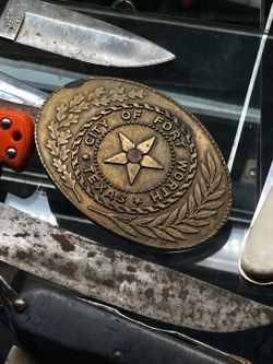Fort Worth brass belt buckle