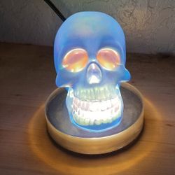 Resin skull on lighted base