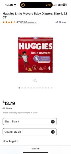 Huggies Little Movers Diapers- Size 4- 22 Ct