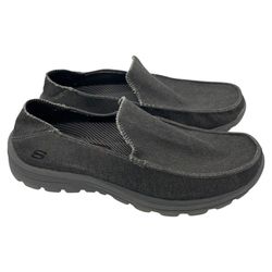 Skechers Superior charcoal gray canvas memory foam loafer sneakers men Size 9.5