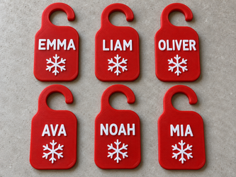 Personalized Reusable Christmas Gift Tags, Set of 6, PETG Name Tags with Printed Hooks