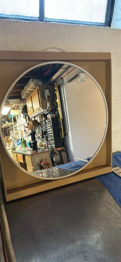 20 inch white round mirror