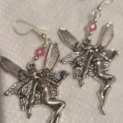 UNIQUE PIERCED TINKERBELL DANGLE EARRINGS 