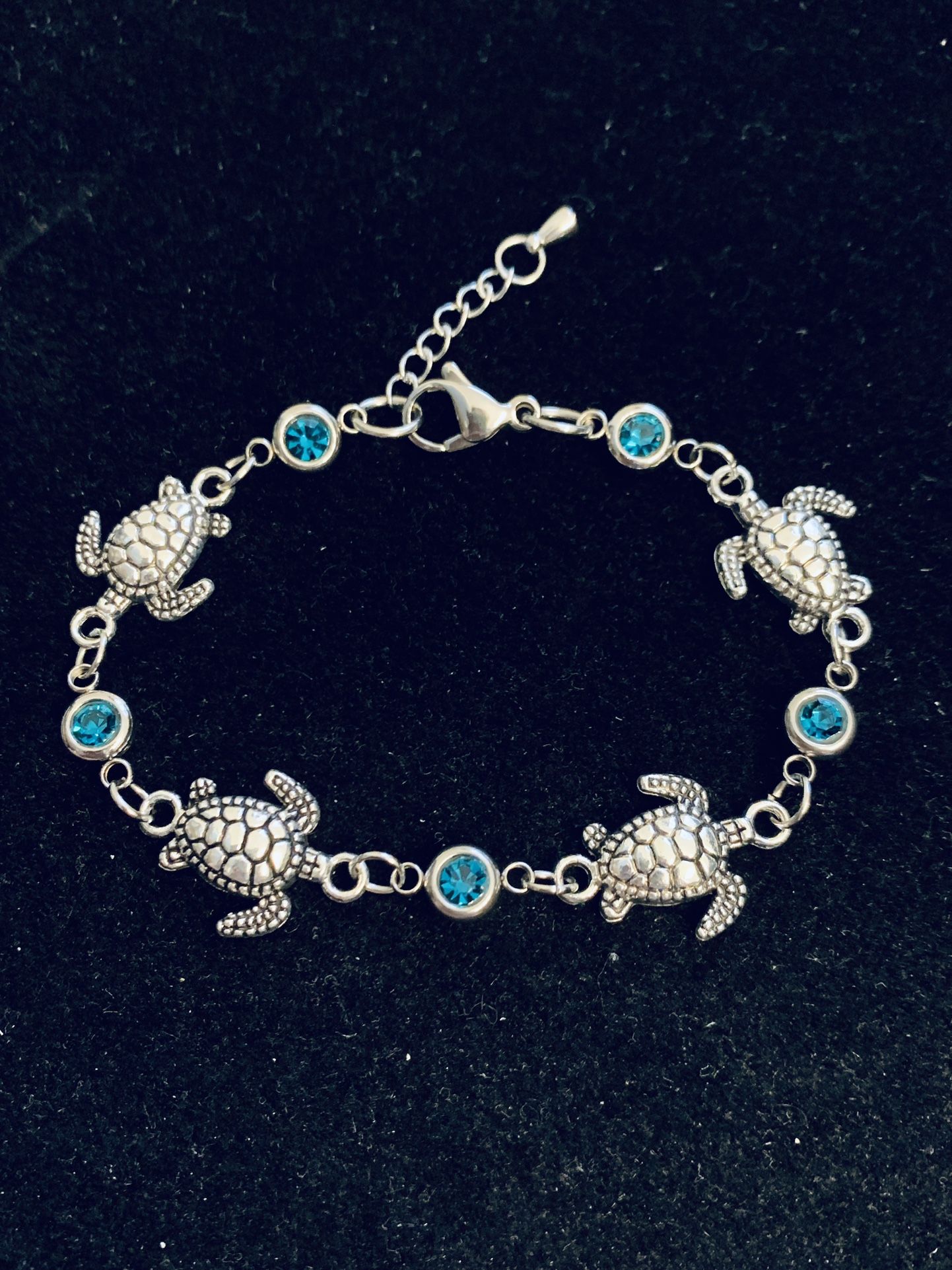 Sea Turtles Charm Bracelet with Rhinestone/birthstone charms