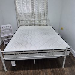 Queen Bed Frame with mattress 