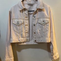 Zara Women Cropped Light Pink Denim Jacket Size XS