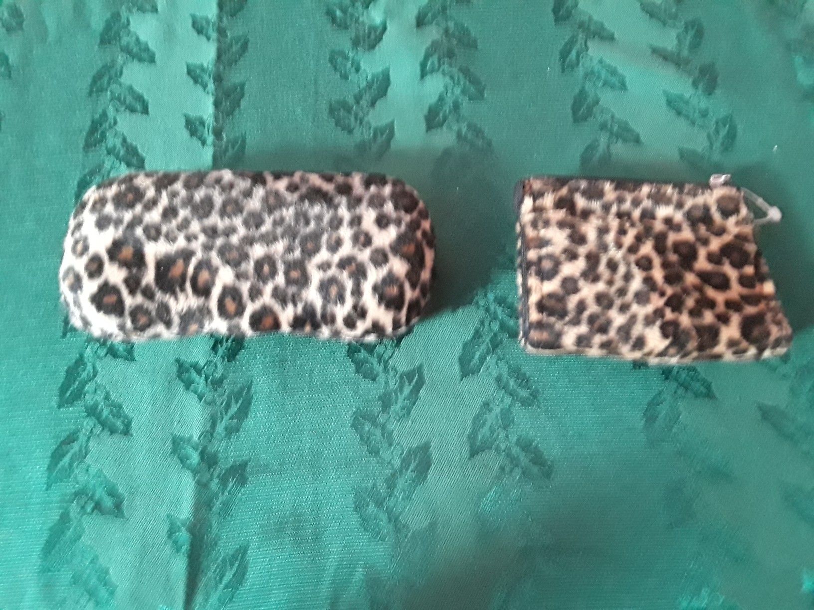 Leopard print small wallet and matching eyeglass case