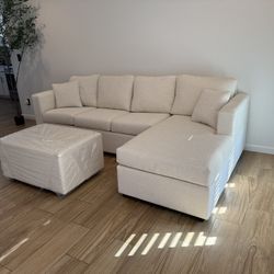 Cream Sectional With Free Ottoman ‼️different Colors Available ‼️