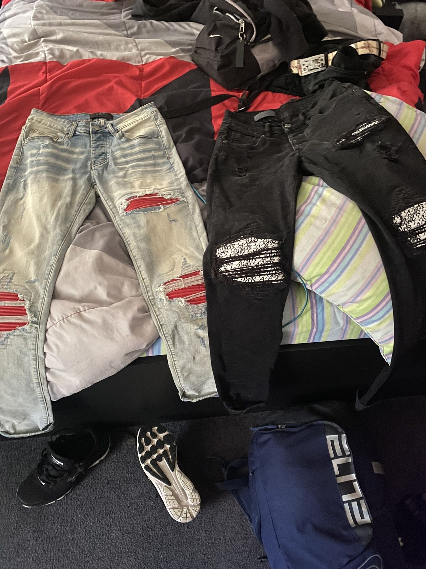Red And Blue & Black And White Amiri Mx1 Jeans
