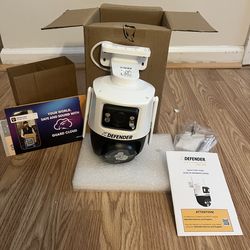 BRAND NEW SEALED DEFENDER SECURITY CAMERA  WIRELESS 6 PLUG  DUAL CAMERAS  3K PLUS  HOME DEPOT $324.99(SEE AD)  SALE $199🚨🚨
