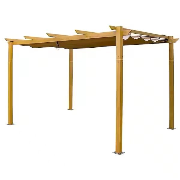 13 ft. W x 10 ft. D Aluminum Pergola with Weather-Resistant Retractable Canopy