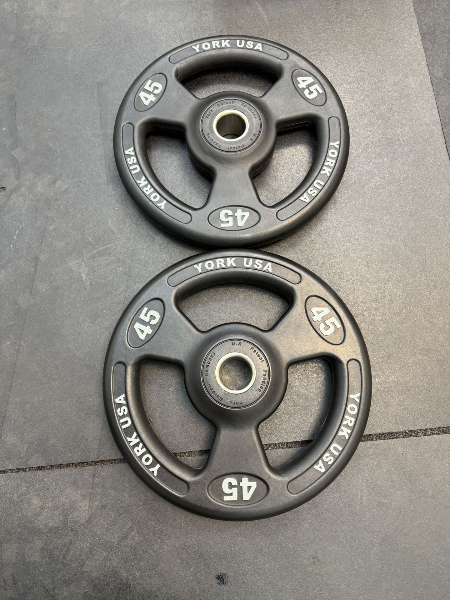 York IsoGrip Olympic Plates – 45 lb Pair – Brand New – $220