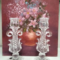 Gusevsky 24% Lead Crystal Pair CandleSticks- Located In Shelton 