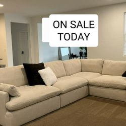 Beige Cloud Couch Modular Sectional Sofa 