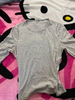 Gray Ribbed Long Sleeve Top