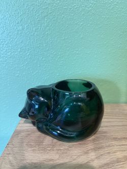 Vintage Indiana Glass - Sleeping Cat Votive