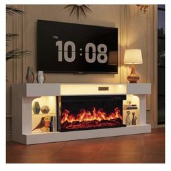 New, 70”tv Stand With Fireplace (Already Assembled)