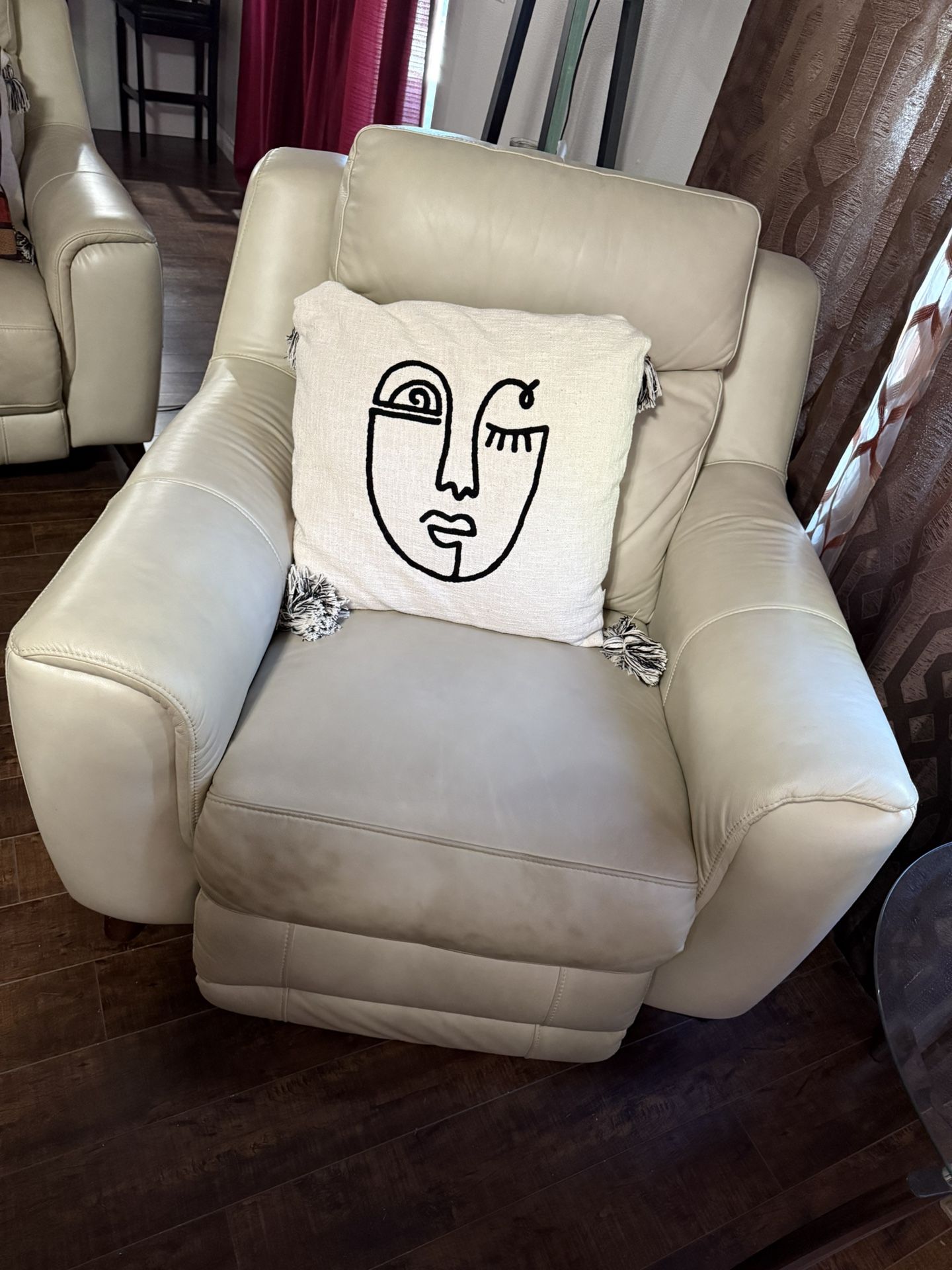 3 Piece Cream Leather Living Room Set