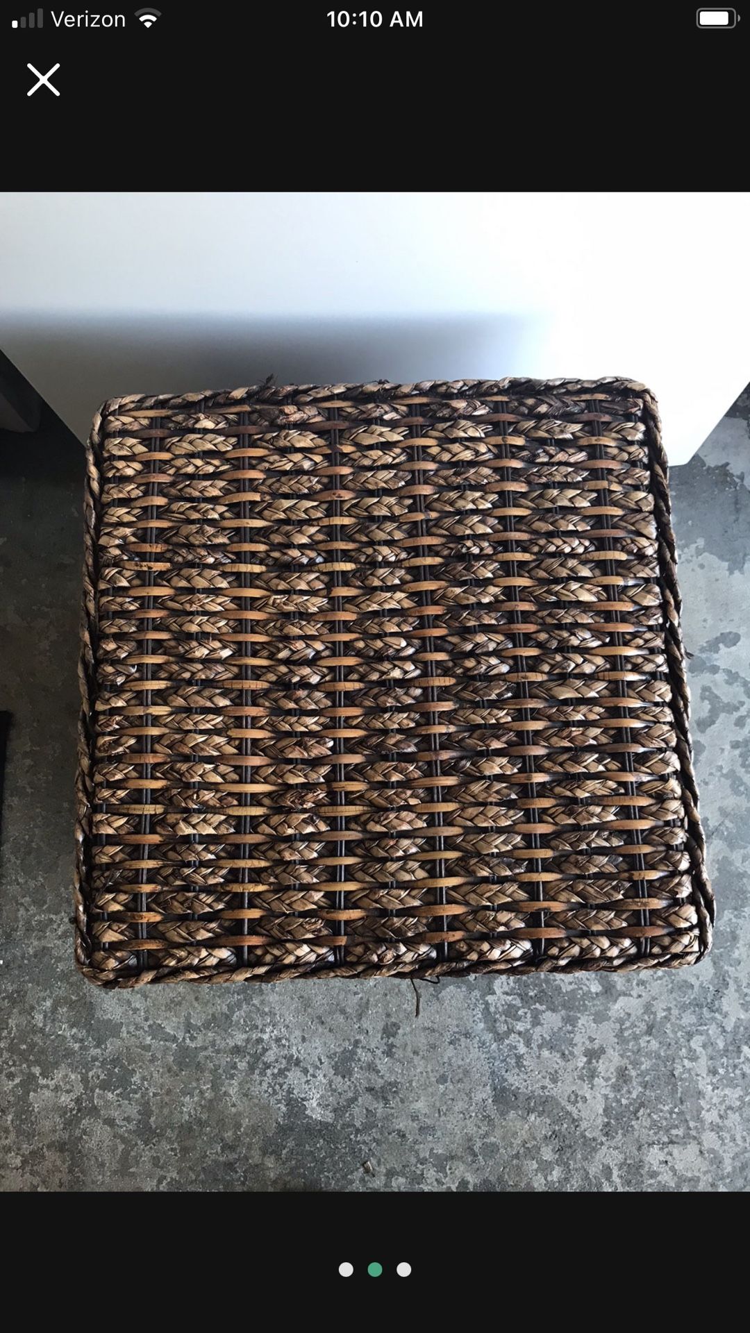 Wicker Foot Stool. 17 X 18”