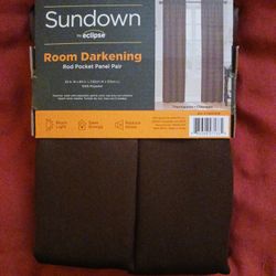 NEW Room Darkening BROWN  CURTAINS $15