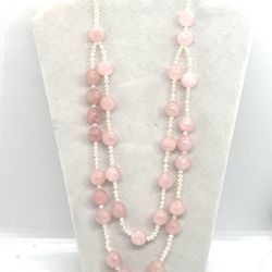 Genuine Pearl And Rose Quartz Necklace