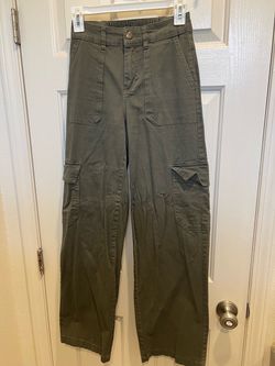 Olive Green Wide-Leg Cargo Pants