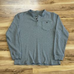 Heavyweight Gray Waffle Long Sleeve  Henley